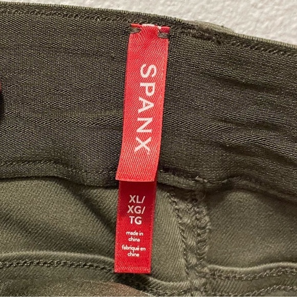 Spanx Twill Cropped Wide Leg Jeans Olive Green Women’s Size XL - Picture 3 of 10
